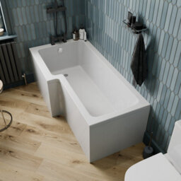 Affine 1600 X 855mm L Shape Shower Bath Side & End Panel White Acrylic Bathroom Rh - thumbnail 2
