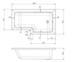 Affine 1600 X 855mm L Shape Shower Bath Side & End Panel White Acrylic Bathroom Rh - thumbnail 6