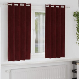 Berkfield Blackout Curtains With Eyelets 2 Pcs Wine Red Velvet