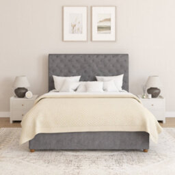 Aspire Taylor Ottoman Bed Frame, Plush Velvet Steel, Superking - thumbnail 2