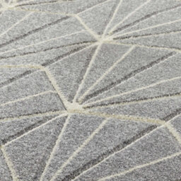 Melrose Salerno Grey Fans Patterned Design Large Indoor Area Rug 160/230Cm - thumbnail 2