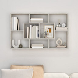 Berkfield Wall Shelf Concrete Grey 85X16X52.5 Cm Engineered Wood - thumbnail 3