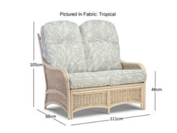 Desser Chelsea Natural Wash 2 Seater Conservatory Sofa Real Cane Rattan Indoor Settee With Uk Sewn Cushion In Tropical - thumbnail 2