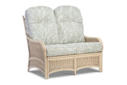 Desser Chelsea Natural Wash 2 Seater Conservatory Sofa Real Cane Rattan Indoor Settee With Uk Sewn Cushion In Tropical - thumbnail 1