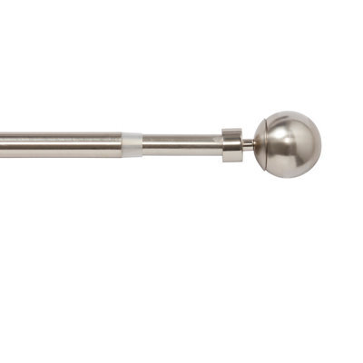 GoodHome Athens Satin Grey Nickel Effect Extendable Ball Single Curtain Pole Set, (L)2000mm-3300mm (Dia)19mm - image 1