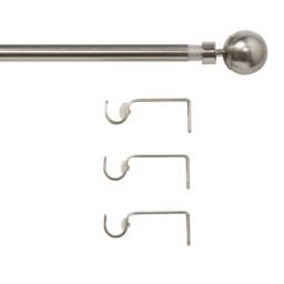 GoodHome Athens Satin Grey Nickel Effect Extendable Ball Single Curtain Pole Set, (L)2000mm-3300mm (Dia)19mm - thumbnail 4