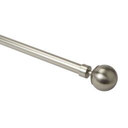 GoodHome Athens Satin Grey Nickel Effect Extendable Ball Single Curtain Pole Set, (L)2000mm-3300mm (Dia)19mm - thumbnail 2