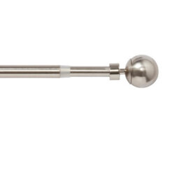 GoodHome Athens Satin Grey Nickel Effect Extendable Ball Single Curtain Pole Set, (L)2000mm-3300mm (Dia)19mm - thumbnail 1