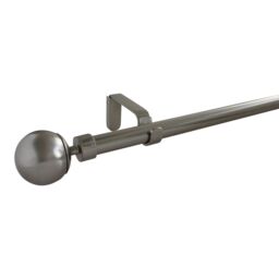 GoodHome Athens Satin Grey Nickel Effect Extendable Ball Single Curtain Pole Set, (L)2000mm-3300mm (Dia)19mm - thumbnail 5