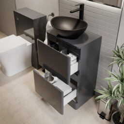 Affine Bathroom Cloakroom Vanity Unit Wash Storage Cabinet Countertop Basin Grey 500mm - thumbnail 2