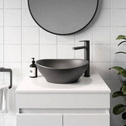 Affine Bathroom Cloakroom Vanity Unit Wash Storage Cabinet Countertop Basin Grey 500mm - thumbnail 5