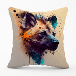 Warren Reed Designer Hyena Face Splashart Light Background Cushions 60Cm X 60Cm - thumbnail 1