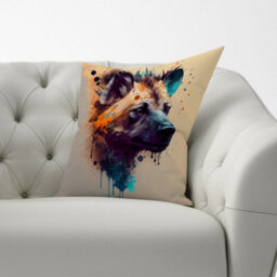 Warren Reed Designer Hyena Face Splashart Light Background Cushions 60Cm X 60Cm - thumbnail 2