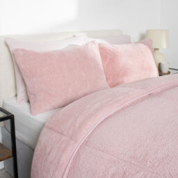 OHS Teddy Fleece Coverless Duvet 10.5 Tog Pillowcase, Blush - Single - thumbnail 2