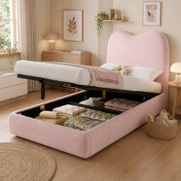Single Upholstered Hydraulic Storage Bed With Headboard And Large Storage Space - thumbnail 3