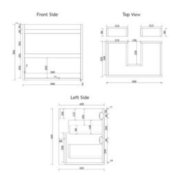 Royal Bathrooms Orion 600mm Matt Obsidian Black Wall Hung Plain White Countertop Vanity Unit 2 Drawer With Cesar Basin & Chrome Accent Trim - thumbnail 7