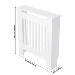 M White Radiator Cover Mdf Small Large Modern Wood Slat Grill Cabinet Furniture - thumbnail 2