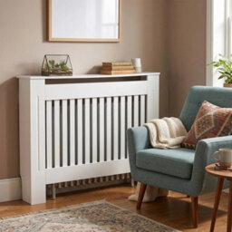 M White Radiator Cover Mdf Small Large Modern Wood Slat Grill Cabinet Furniture - thumbnail 3
