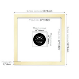 "6X6"" Gold Picture Frame - 6X6"" Square Frame With 2X2"" Mount For 6X6""/2X2"" Pictures Art Deco Style Room Decor, 1 Pack" - thumbnail 2