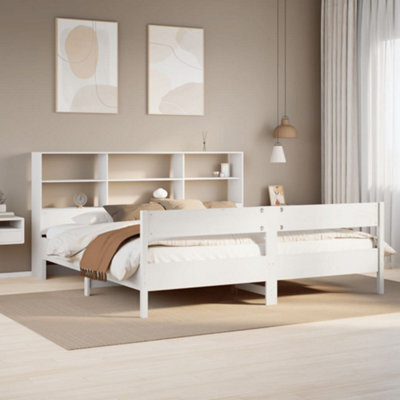 Berkfield Bookcase Bed Without Mattress White 180X200 Cm Super King Solid Wood Pine - image 1