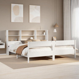 Berkfield Bookcase Bed Without Mattress White 180X200 Cm Super King Solid Wood Pine - thumbnail 1