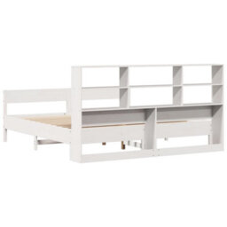 Berkfield Bookcase Bed Without Mattress White 180X200 Cm Super King Solid Wood Pine - thumbnail 6