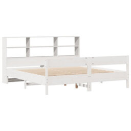 Berkfield Bookcase Bed Without Mattress White 180X200 Cm Super King Solid Wood Pine - thumbnail 3
