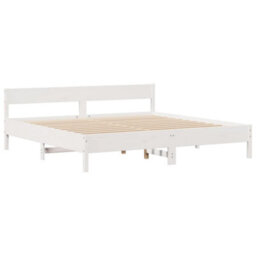Berkfield Bookcase Bed Without Mattress White 180X200 Cm Super King Solid Wood Pine - thumbnail 8