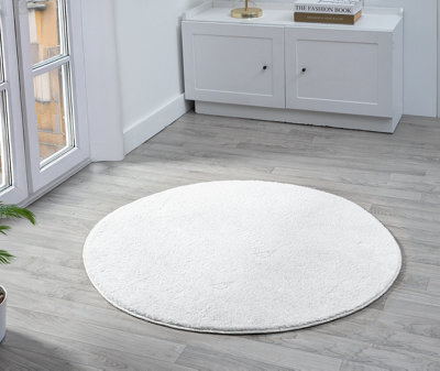 Comfy Washable Low Pile Living Room Area Rug - Anti-Slip Felt Backing Silver 100Cm Diameter - image 1
