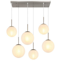 Luminosa Lighting Luminosa Kop Cluster Pendant Ceiling Light Nickel Matt Balls Opal Alabaster Optic Glass Shade 6X E27 - thumbnail 3