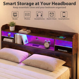 Gainoom Queen Size Bed Frame Metal Platform Bed With Storage Shelves No Box Spring Needed - thumbnail 8