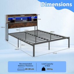 Gainoom Queen Size Bed Frame Metal Platform Bed With Storage Shelves No Box Spring Needed - thumbnail 2