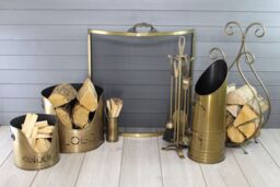 Slemcka Traditional Antique Brass Effect Steel Log Basket (H)290mm (D)330mm - thumbnail 2