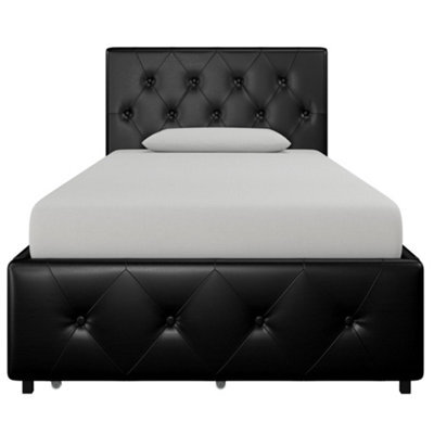 Dorel Home Dakota Bed With Storage Pu Black, Single - image 1