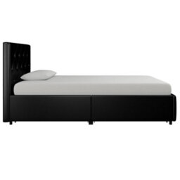 Dorel Home Dakota Bed With Storage Pu Black, Single - thumbnail 4