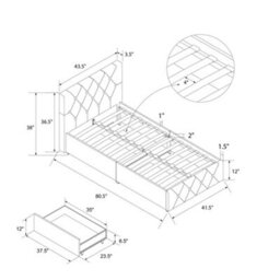 Dorel Home Dakota Bed With Storage Pu Black, Single - thumbnail 5