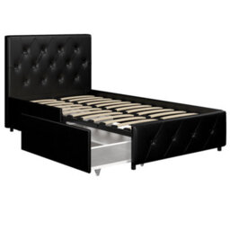 Dorel Home Dakota Bed With Storage Pu Black, Single - thumbnail 2