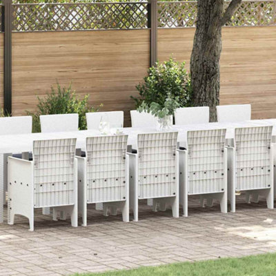 Berkfield Garden Dining Set 17 Pcs White Polt Rattan - image 1