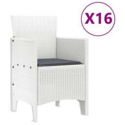 Berkfield Garden Dining Set 17 Pcs White Polt Rattan - thumbnail 5
