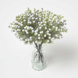 Homescapes Artificial White Handcrafted Baby's Breath Flower Bouquet, 32 Cm - thumbnail 1