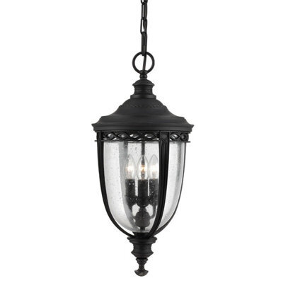Stylish Ip23 3 Bulb Black Led Chain Lantern For Outdoor Use