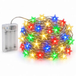 Shopnbits 7.5M 50 Led Star Fairy Lights, Warm White & Multicolour, 12 Modes, Timer, Ip65 Battery Powered - thumbnail 1