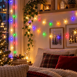 Shopnbits 7.5M 50 Led Star Fairy Lights, Warm White & Multicolour, 12 Modes, Timer, Ip65 Battery Powered - thumbnail 3
