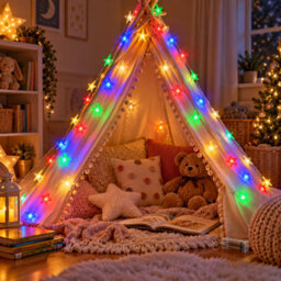 Shopnbits 7.5M 50 Led Star Fairy Lights, Warm White & Multicolour, 12 Modes, Timer, Ip65 Battery Powered - thumbnail 2