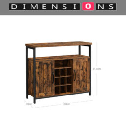 Modcraft Rustic Sideboard Buffet Table With Wine Rack - Storage Cabinet For Kitchen Or Dining Room - thumbnail 3