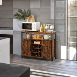 Modcraft Rustic Sideboard Buffet Table With Wine Rack - Storage Cabinet For Kitchen Or Dining Room - thumbnail 4