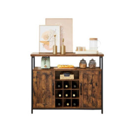 Modcraft Rustic Sideboard Buffet Table With Wine Rack - Storage Cabinet For Kitchen Or Dining Room - thumbnail 7