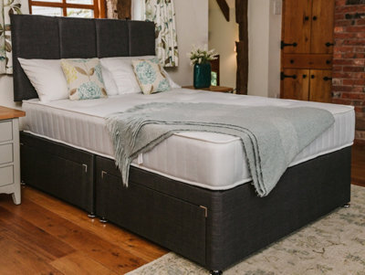 Divan Base Direct Pearl Orthopaedic Comfort Sprung Divan Bed Set 2Ft6 Small Single 2 Drawers Side  - Naples Slate - image 1