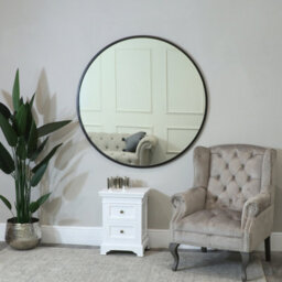 Melody Maison Extra Large Round Black Wall Mirror 120Cm X 120Cm (1.2M X 1.2M) - thumbnail 1
