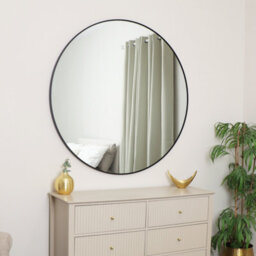 Melody Maison Extra Large Round Black Wall Mirror 120Cm X 120Cm (1.2M X 1.2M) - thumbnail 2